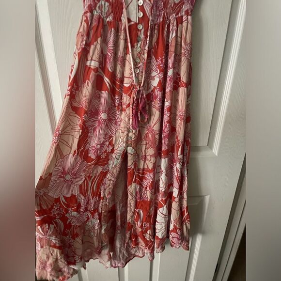 C & C CALIFORNIA High Waist Button Front Ruffle Hem Floral Gypsy Maxi Skirt Sz M - Picture 3 of 6